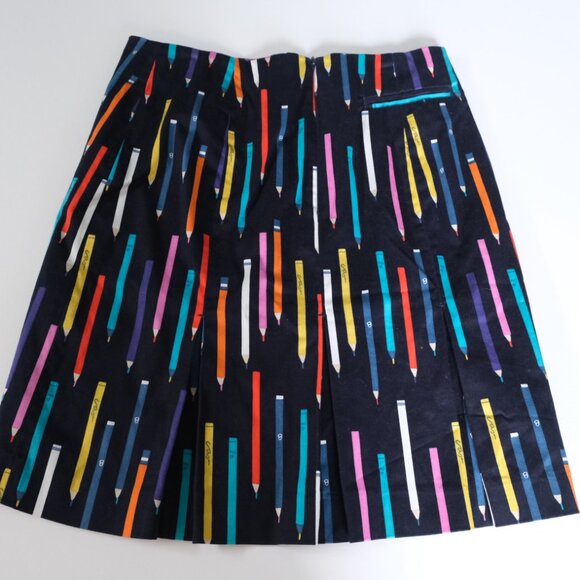 Anthropologie Elevenses Archival Collection Navy Pencil Print sz 2P 2 Petite EUC - Picture 2 of 4